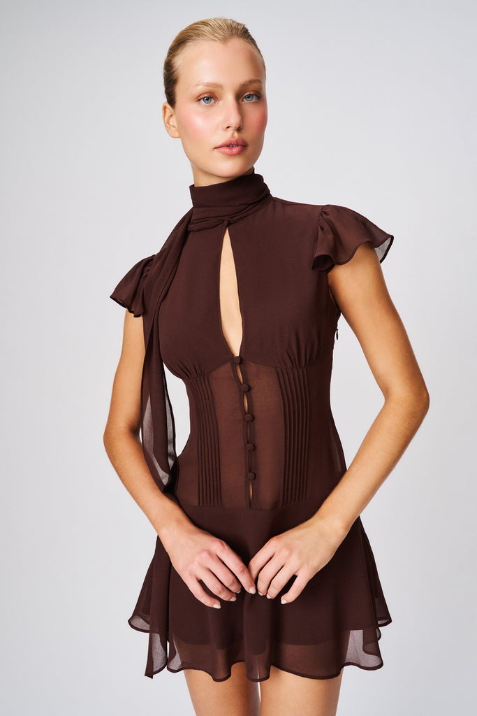 Ara Mini Dress in Espresso