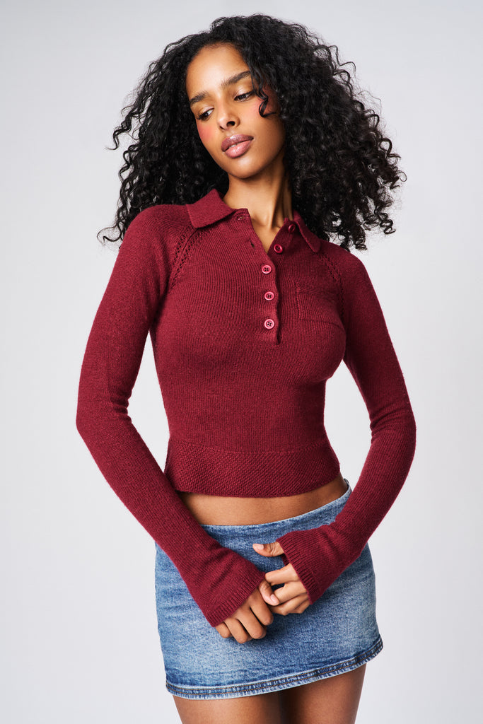 REECE FITTED POLO IN BORDEAUX