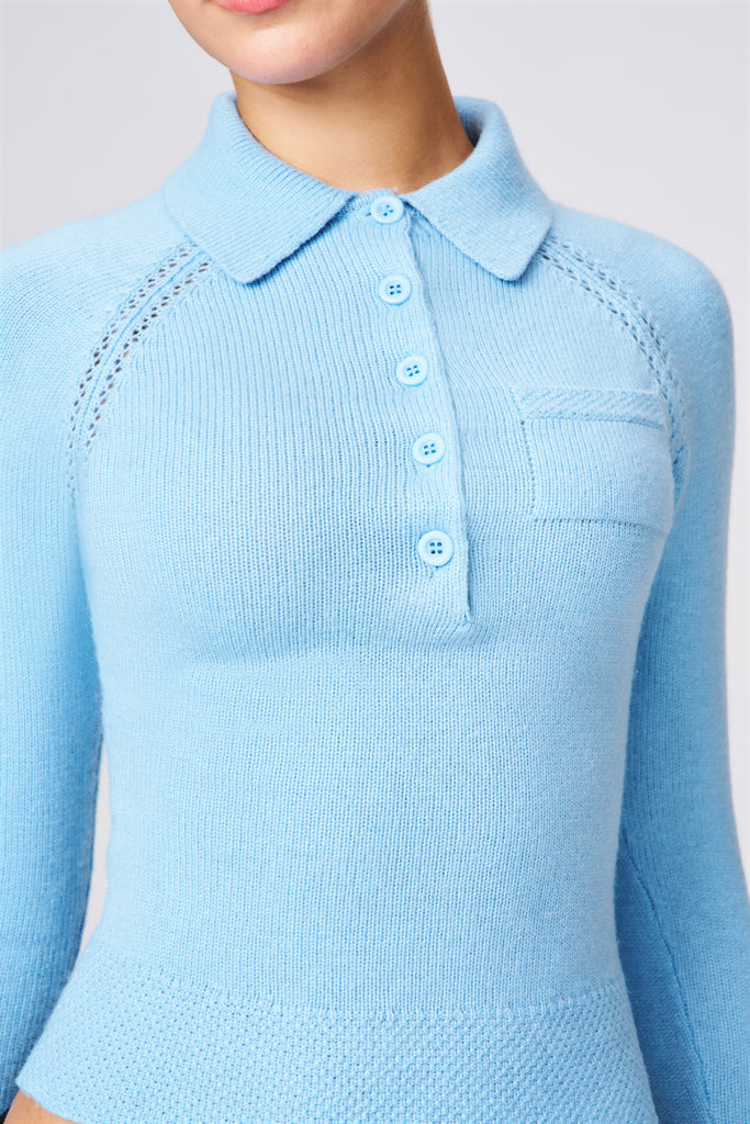 Reece Fitted Polo in Light Blue 
