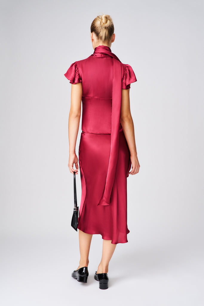 Ara Satin Top in Merlot