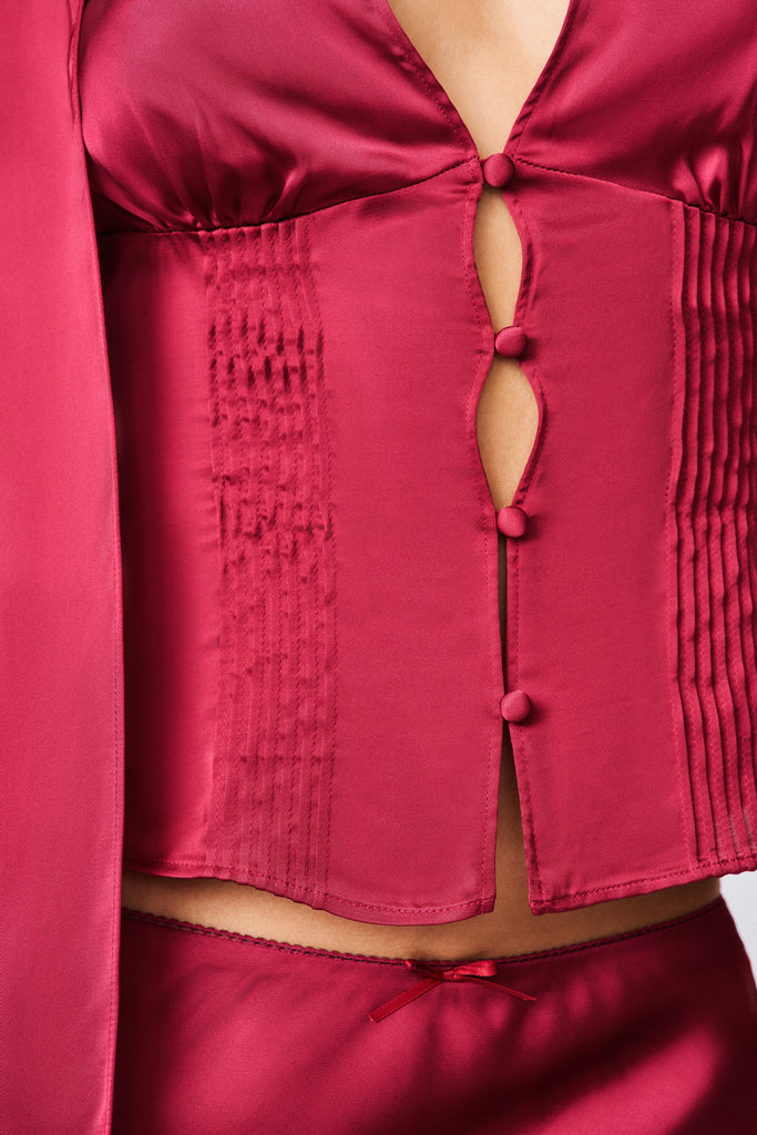 Ara Satin Top in Merlot