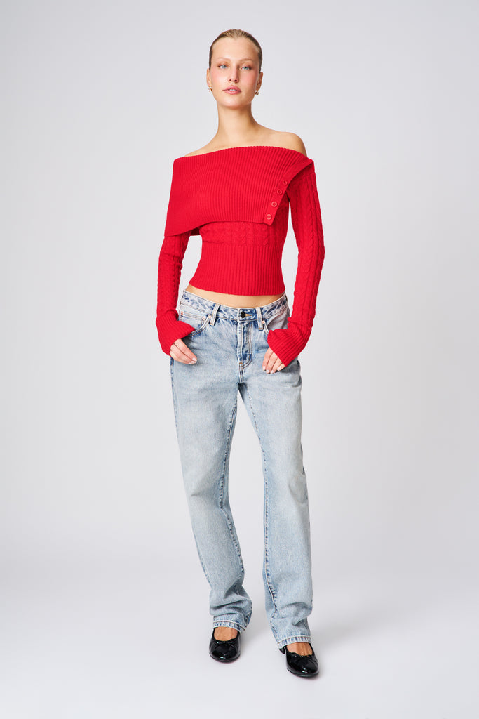 LURETTA SWEATER IN RED LOVE 