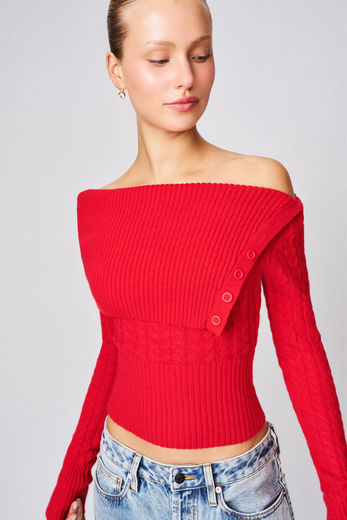 LURETTA SWEATER IN RED LOVE 