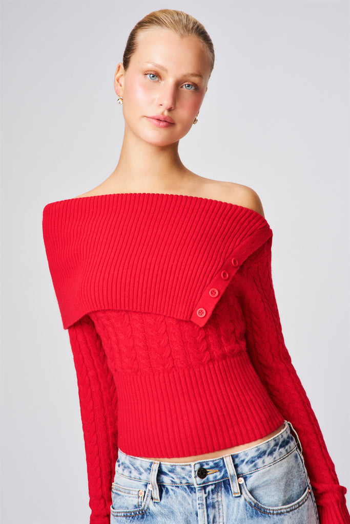 LURETTA SWEATER IN RED LOVE 