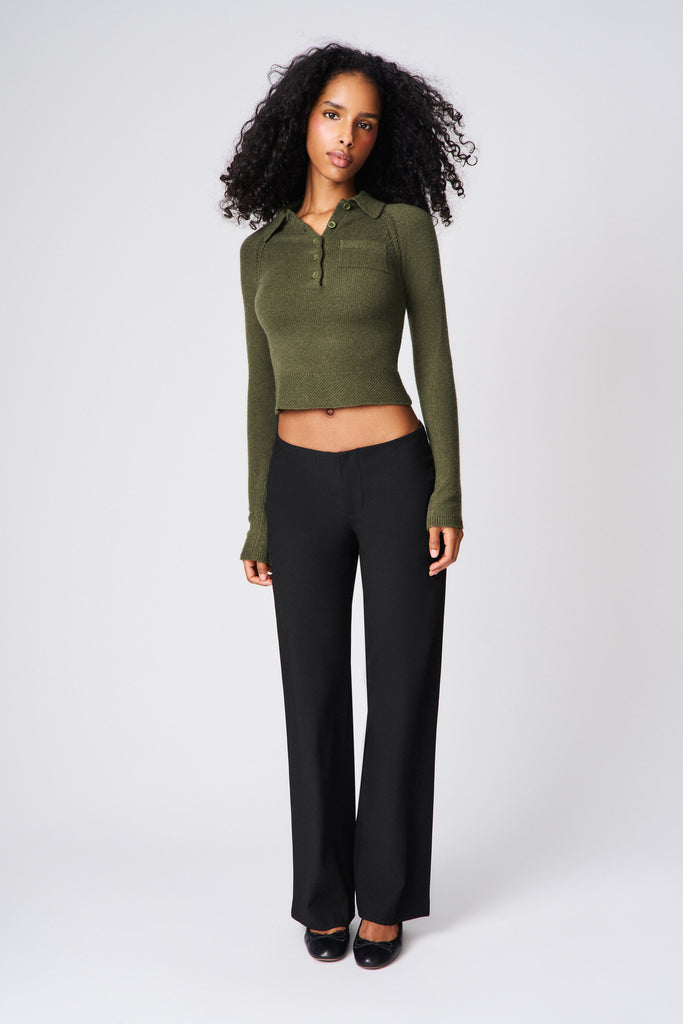 REECE FITTED POLO IN FOREST GREEN