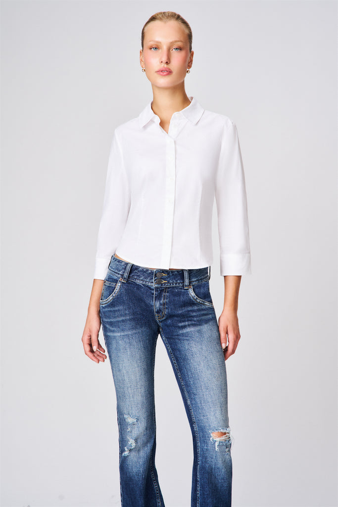 Amelie 3/4 Sleeve Shirt in White 