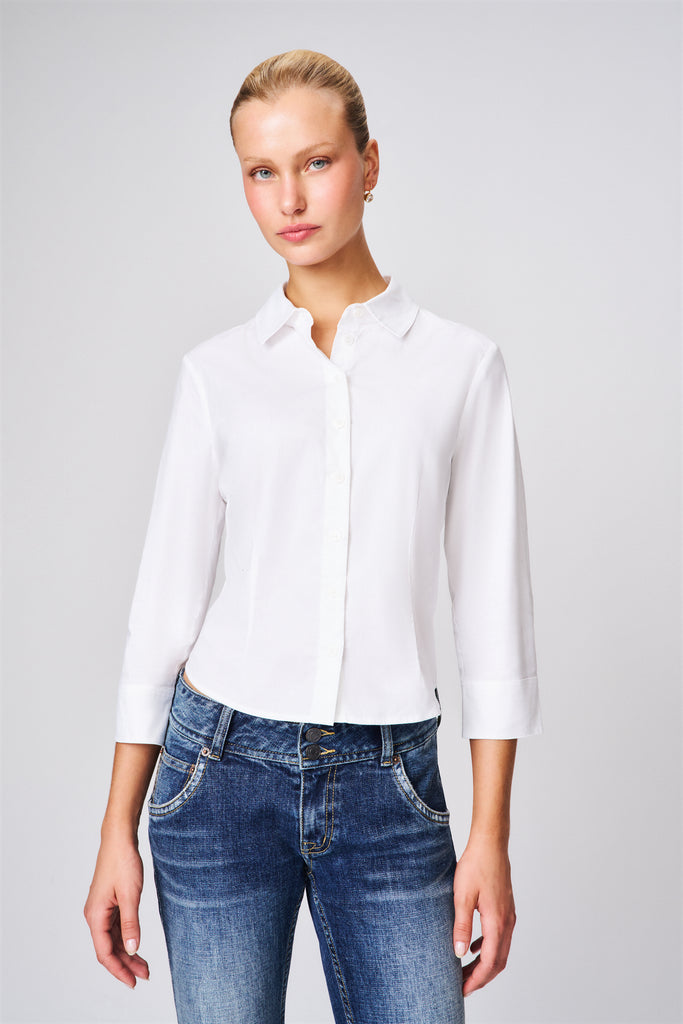 Amelie 3/4 Sleeve Shirt in White 