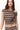 Mabel Off Shoulder Top in Pink and Chocolate Stripe