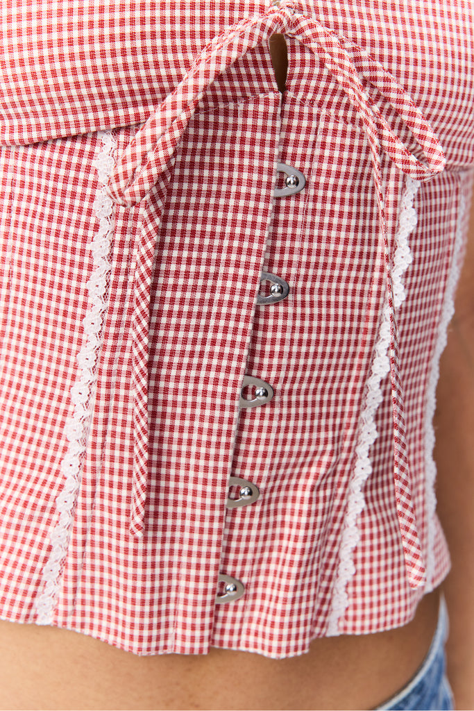 Marini Gingham Corset in Red Love Gingham