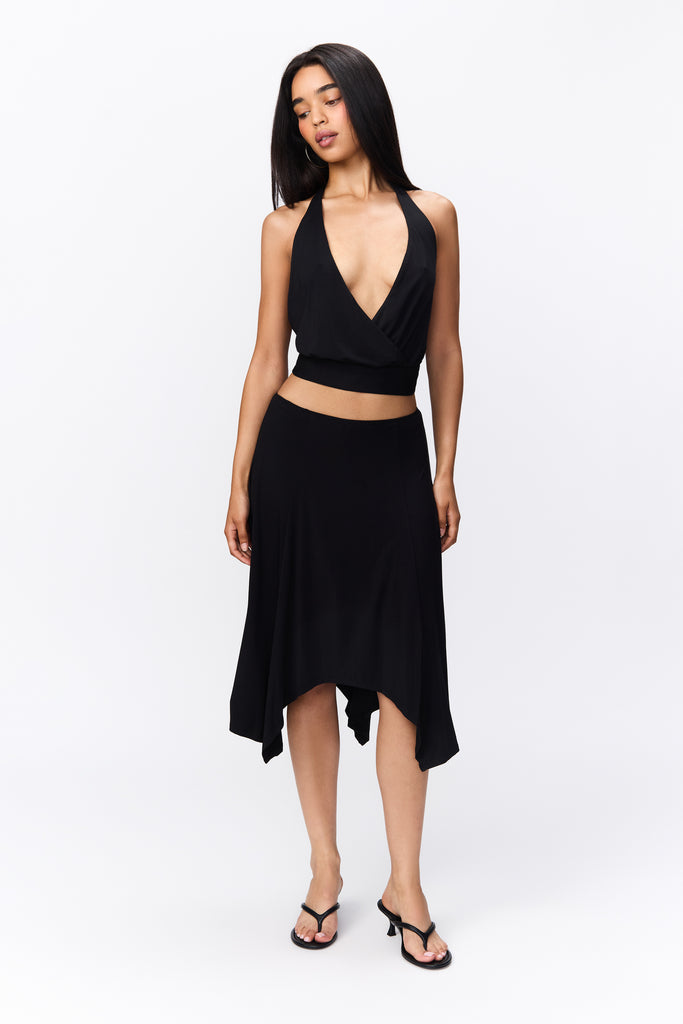 LANA HALTER TOP IN BLACK