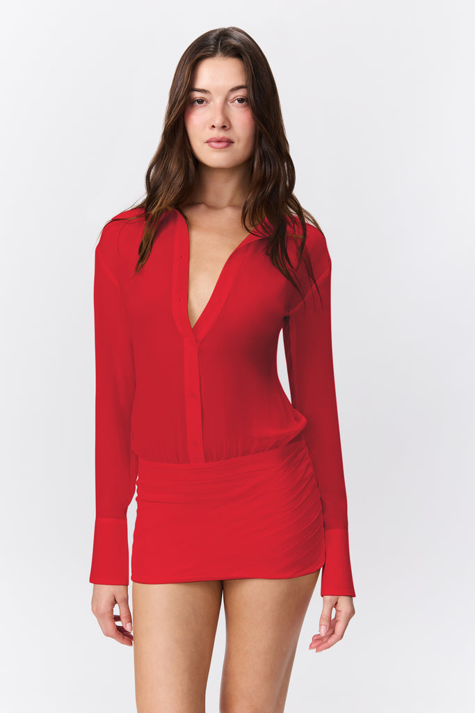 MARSEILLE SHIRT DRESS IN RED LOVE