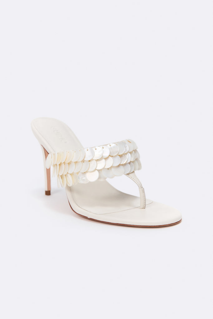 Celeste Paillette Thong Sandal in Ivory