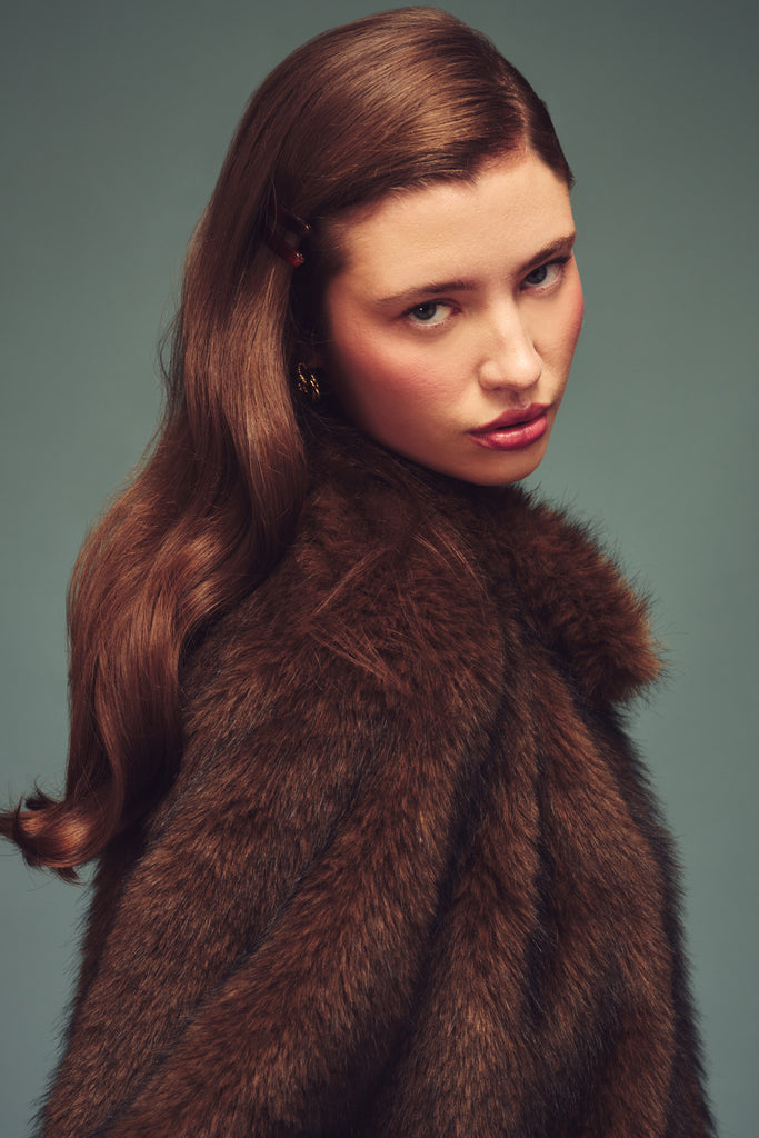 Lucienne Faux Fur Topper in Espresso