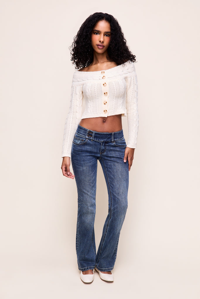 Cosette Off The Shoulder Sweater in Ivory 