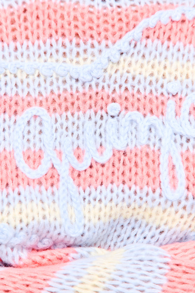 Guizio Mohair-Blend Heart Sweater in Blue Coral Cream Stripe 