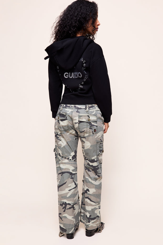 Cat Ear Shrunken Hoodie in Black 