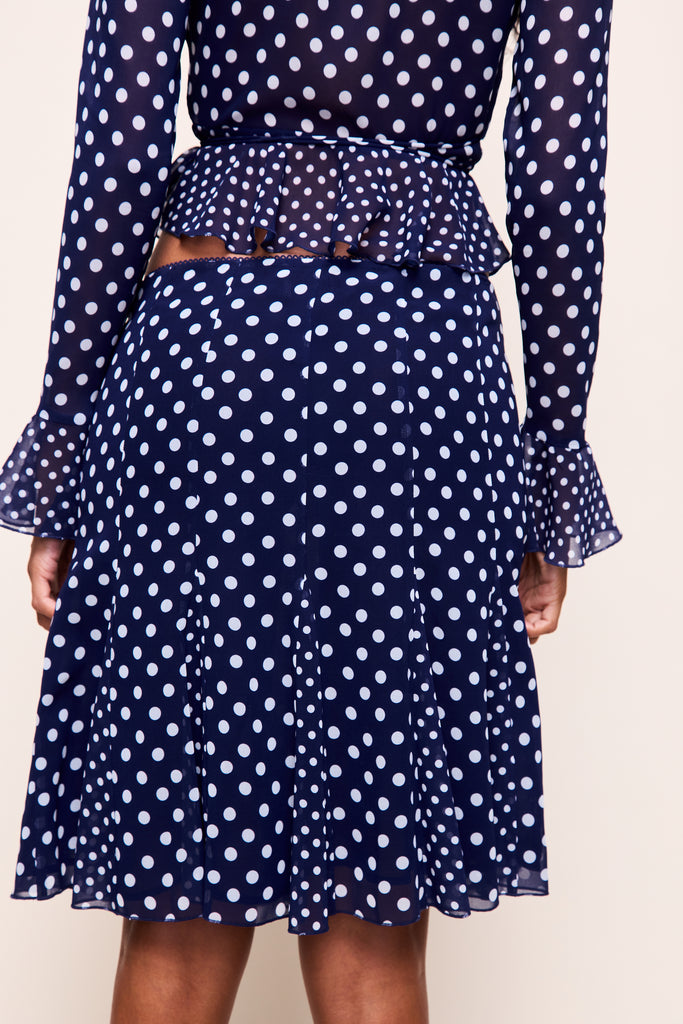 Paloma Skirt in Navy Polka Dot 