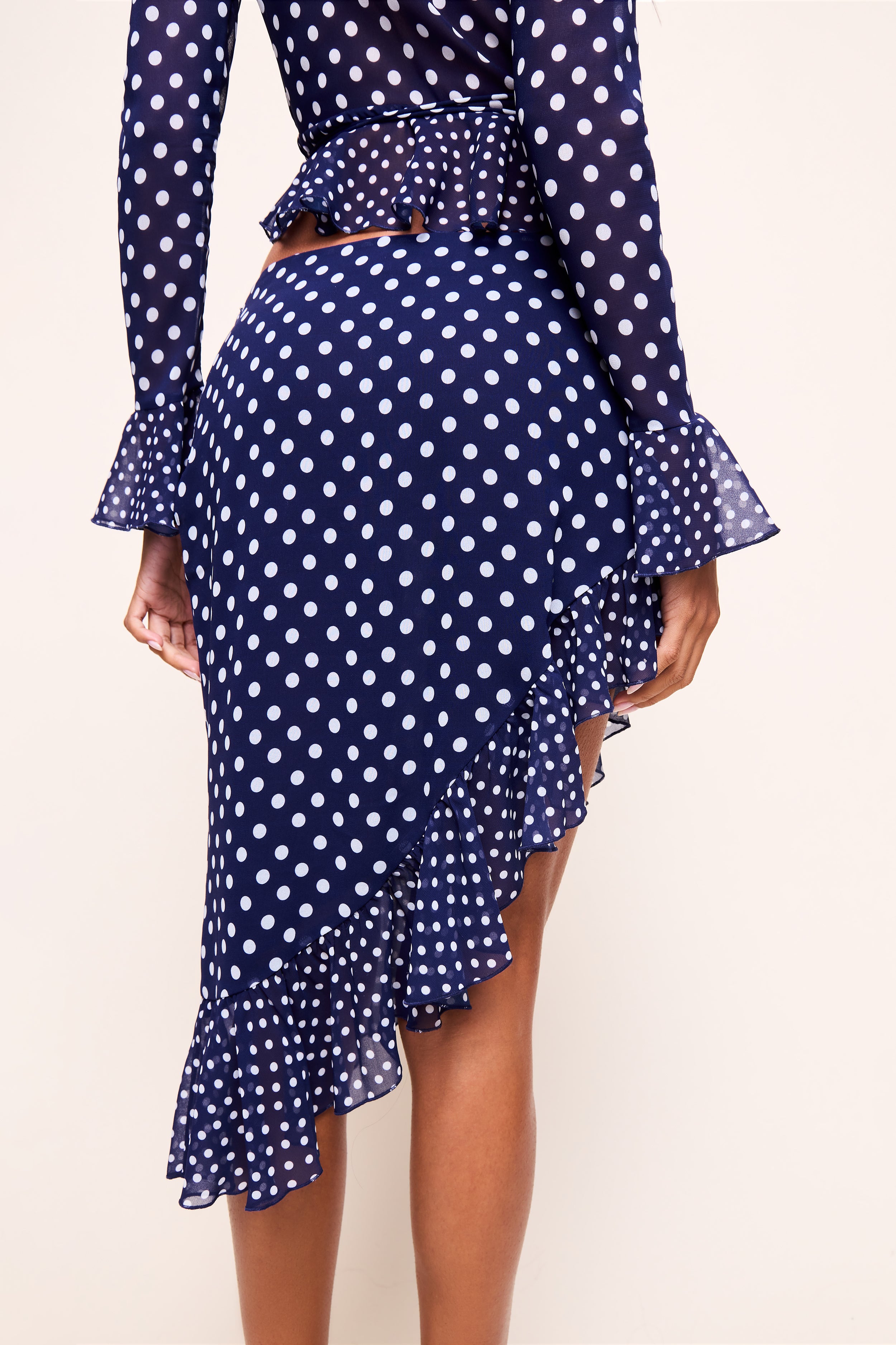 Guizio Mallorca Asymmetrical Skirt Navy Mixed Polka Dot / XS Guizio Mallorca Asymmetrical Skirt Navy Mixed Polka Dot / XS