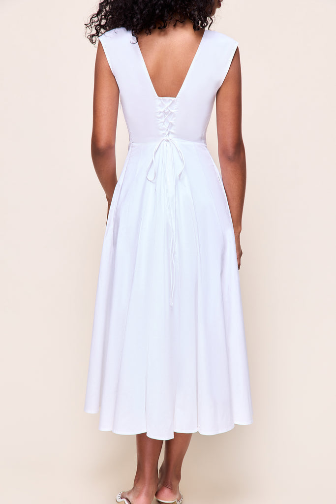 Leila Cotton Dress in White 