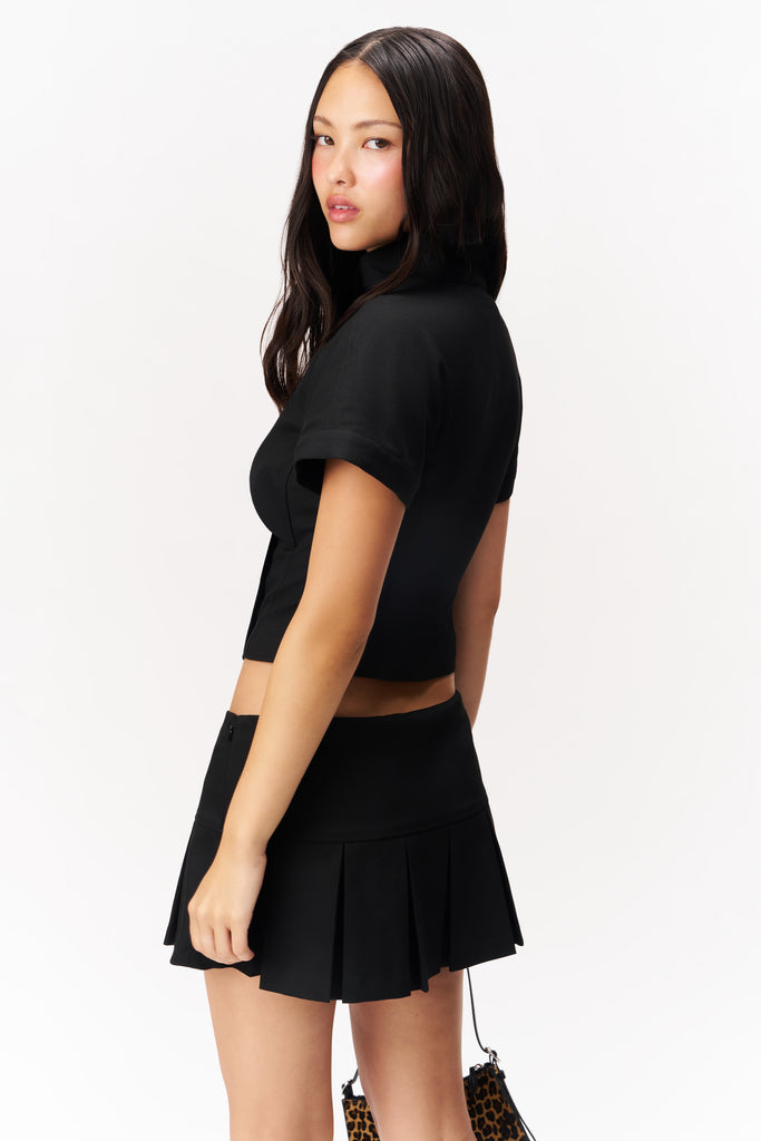 Val Pleated Mini Skirt in Black