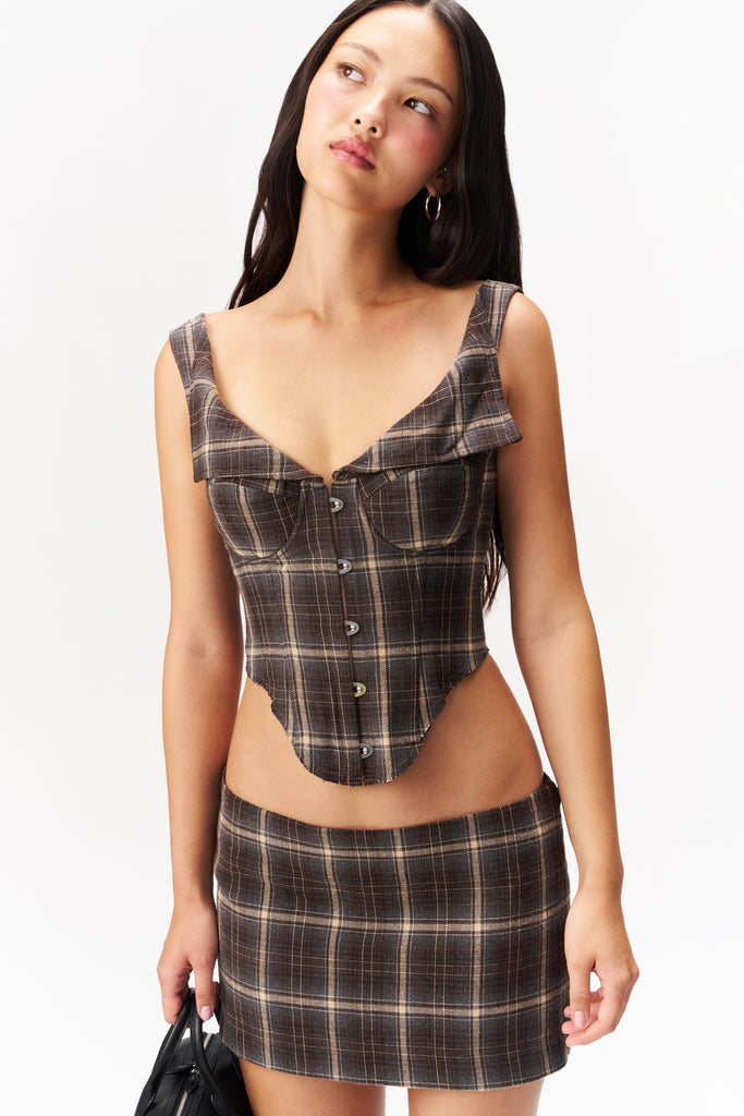 Chamonix Corset in Blue Tartan
