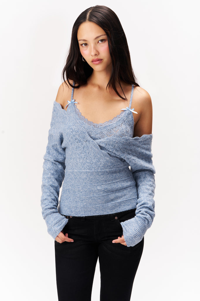 JULIANNA KNIT CAMI IN BABY BLUE