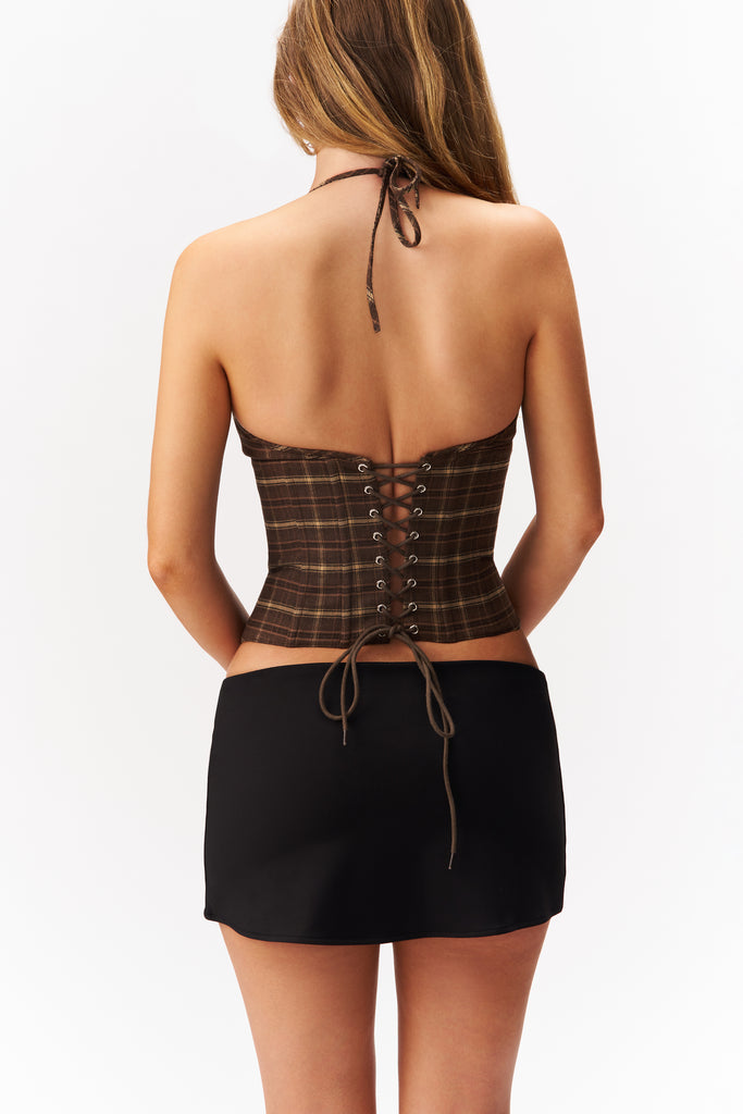 Marini Tartan Corset in Olive Tartan
