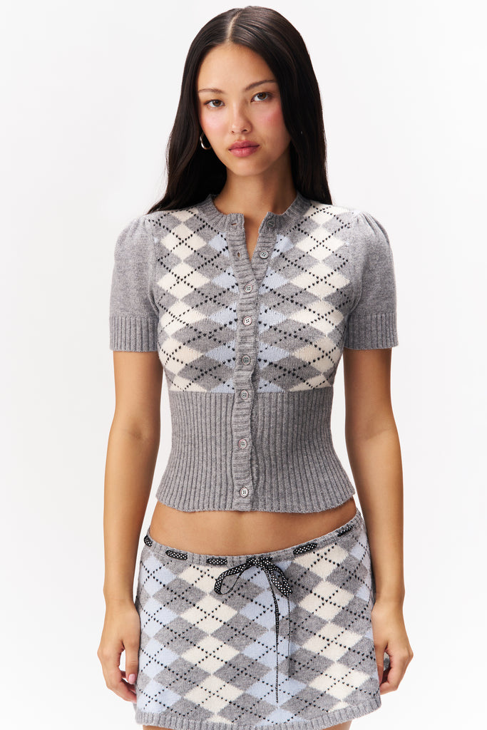 The Sweet Argyle Skirt in Blue Argyle