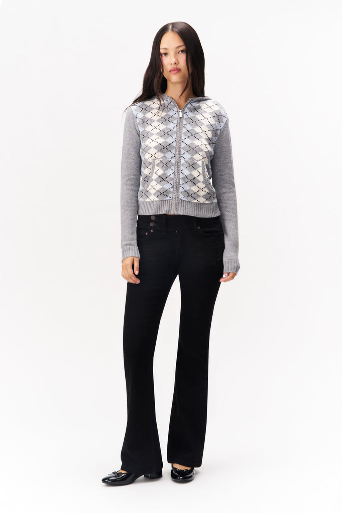 CYNDI ZIP HOODIE IN BLUE ARGYLE