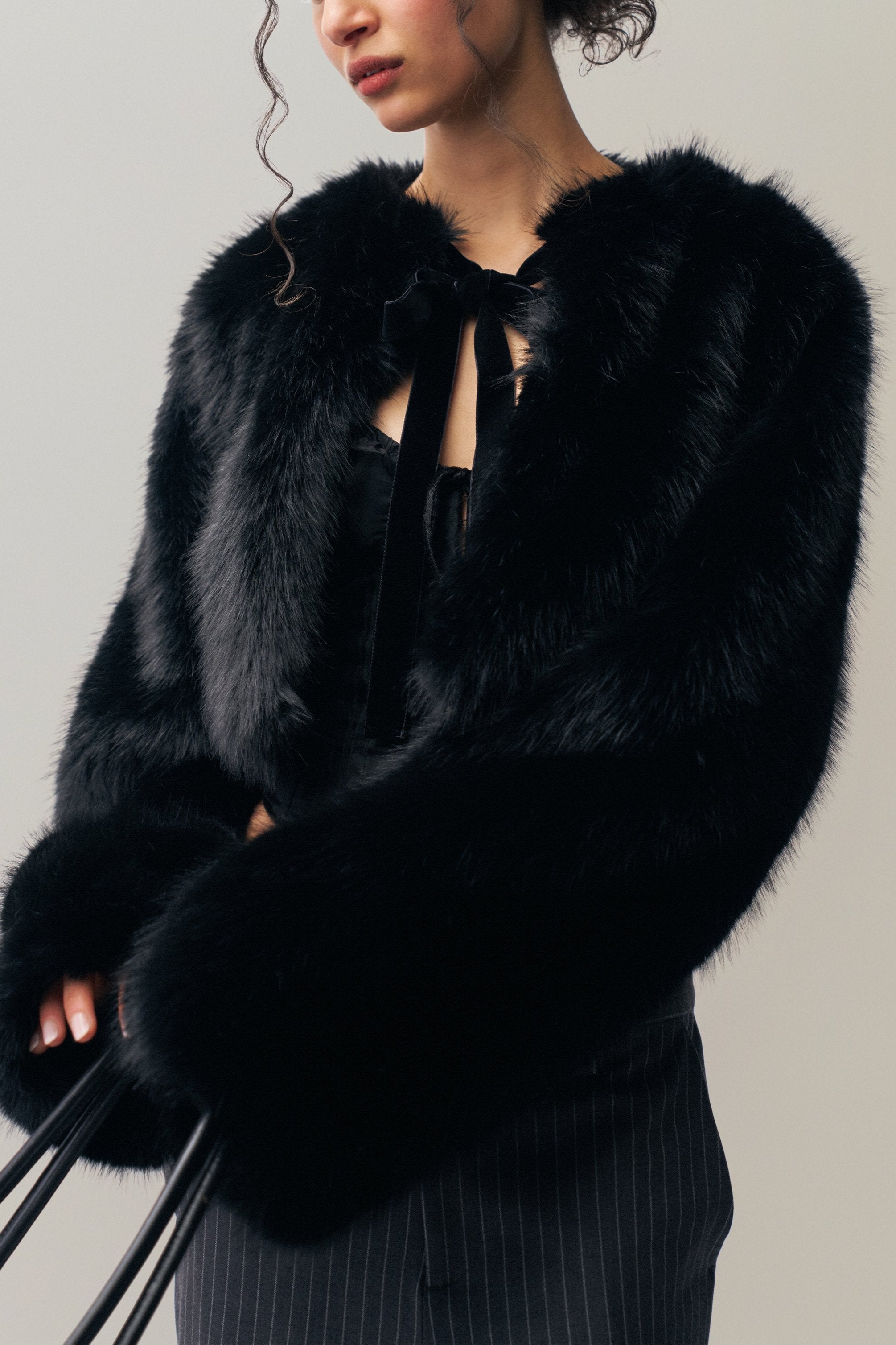 Alyana Faux Fur Jacket in Black