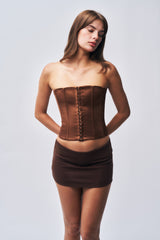 Satin Corset in Brown