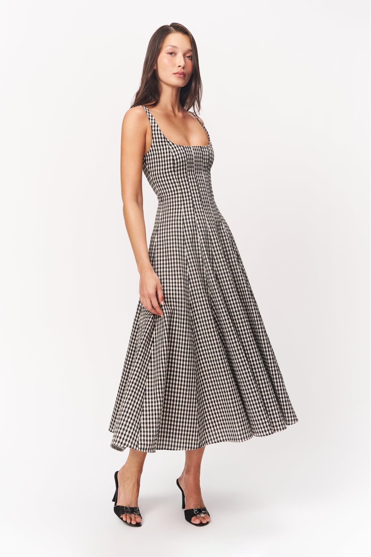 gingham formal dress Guizio Leila Tank Black And White Gingham / XS OB 32/US 28 Color:DARK GREY Clarisse 810807 - Long polished enough to walk