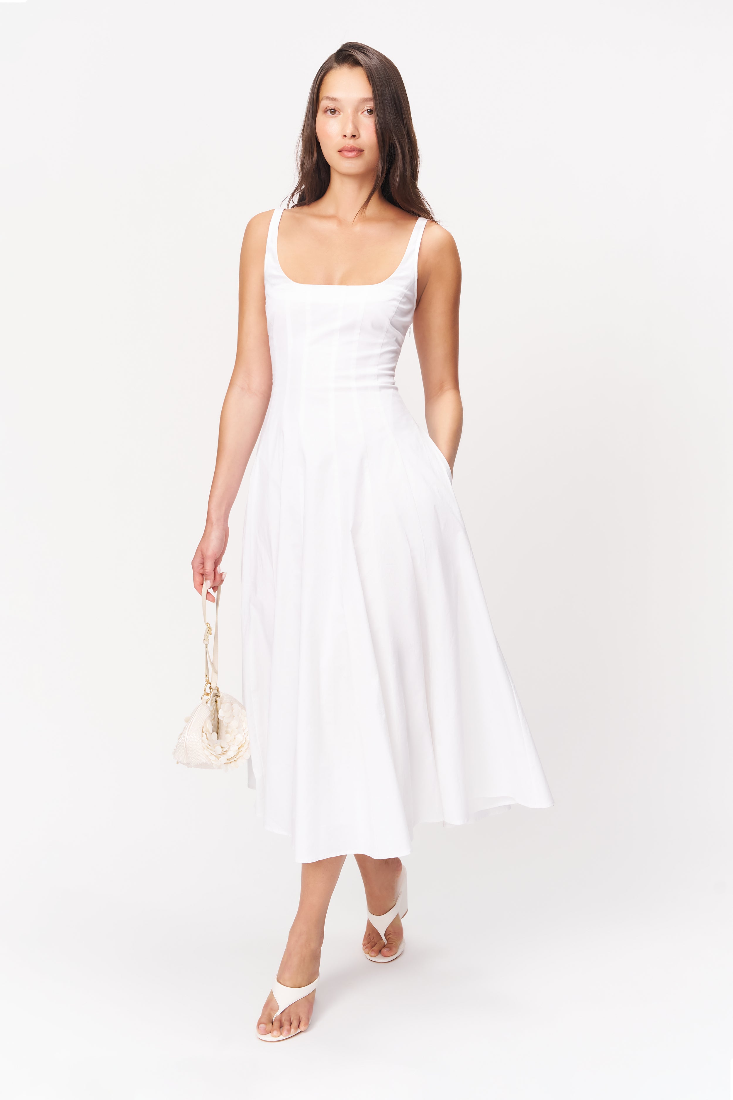 white midi tank dress Tularosa Green the Willa Tank Dress in White