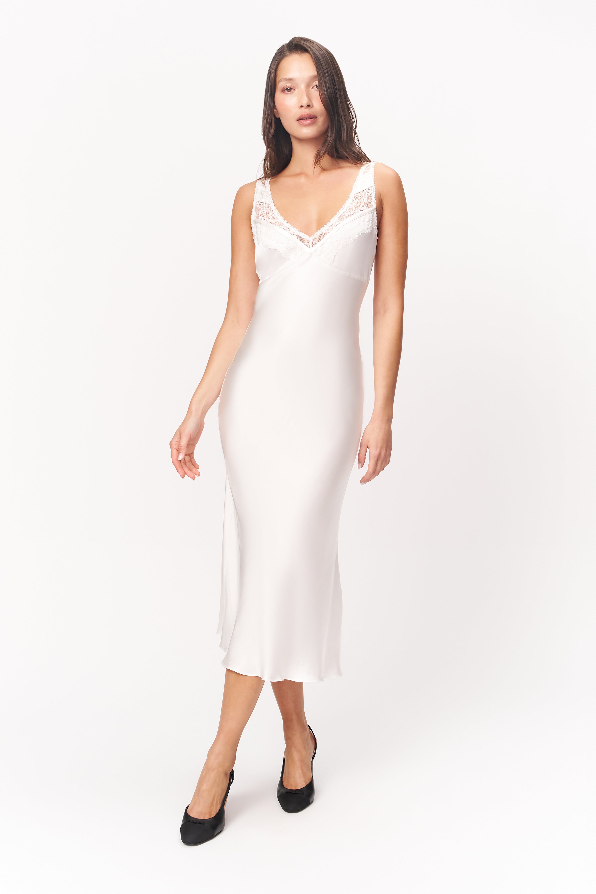 Scaosi Lace Detail Slip Dress - Ivory / XL
