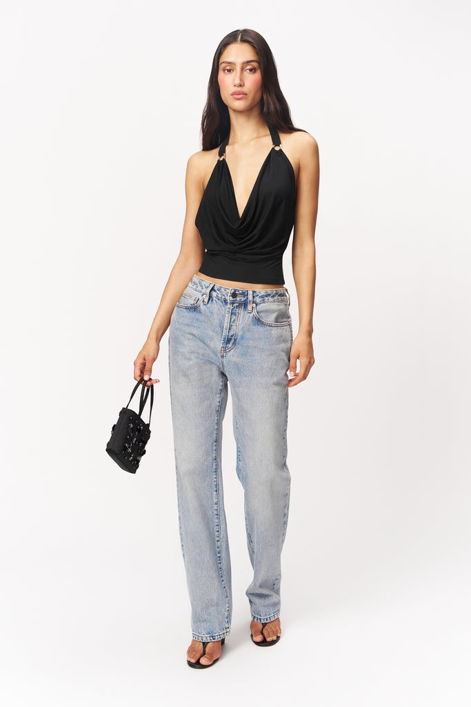 NELLIE  HALTER TOP IN BLACK