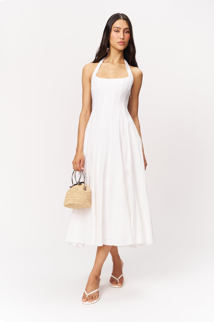 Leila Halter Dress in White