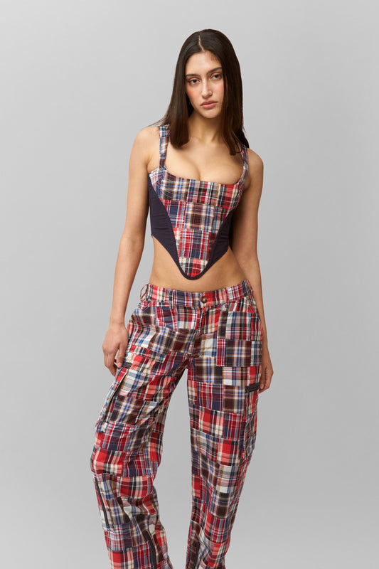 Adrian Patchwork Pant in Blue Multi