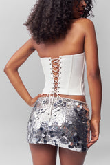 Low Rise Paillette Skirt in Silver