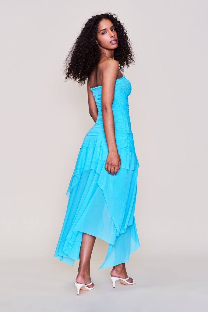 Lyla Twist Dress in Sea Blue
