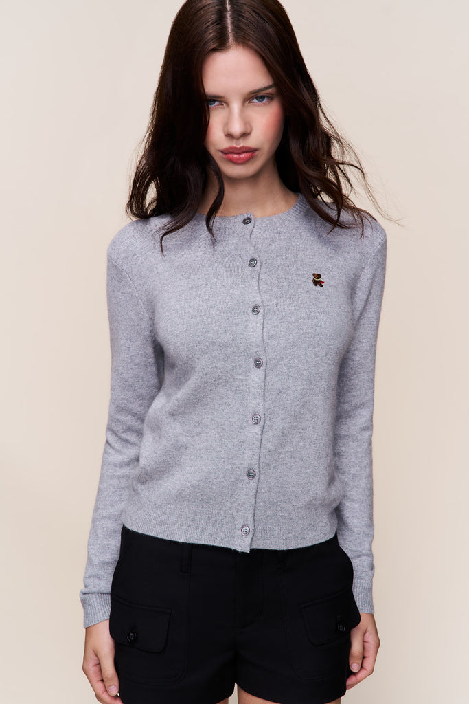 June Relaxed Wool Cardigan in Heather Grey