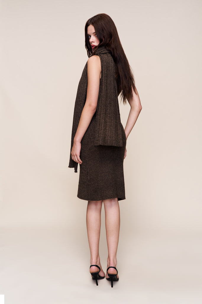 Hooded Knit Dress in Olive