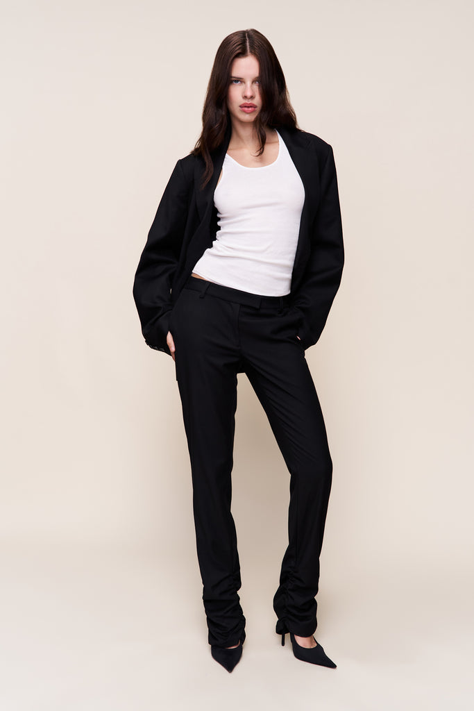 Cora Ruched Hem Pant in Black