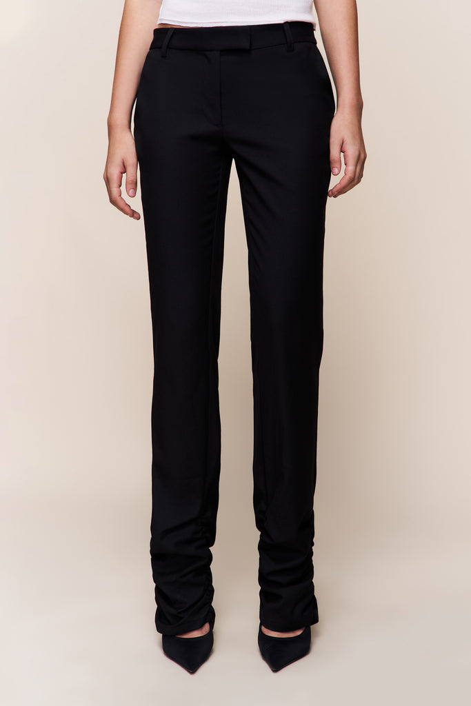 Cora Ruched Hem Pant in Black