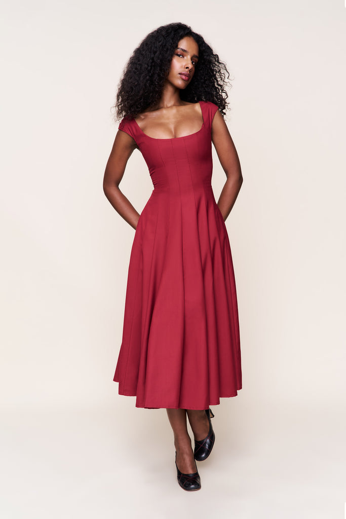 Leila Dress in Bordeaux