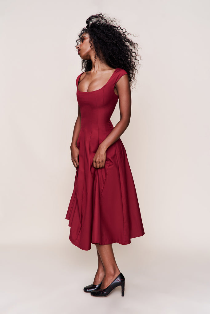 Leila Dress in Bordeaux