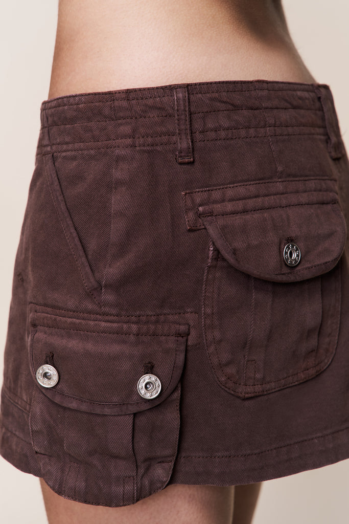 Anais Cargo Mini Skirt in Chocolate