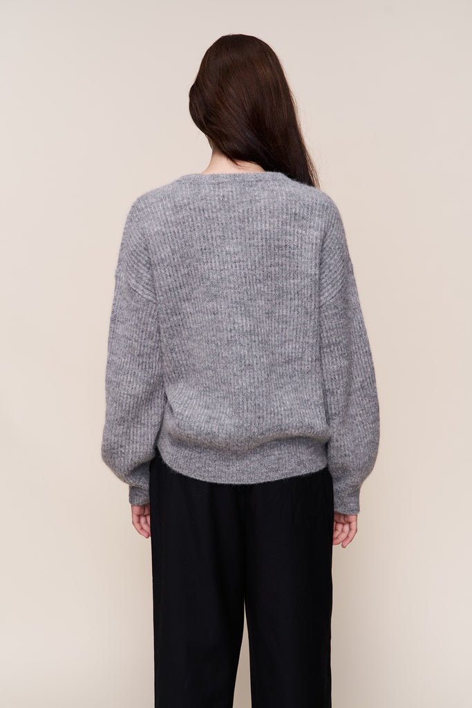 BOBBIE OVERSIZED WOOL JUMPER IN HEATHER GREY