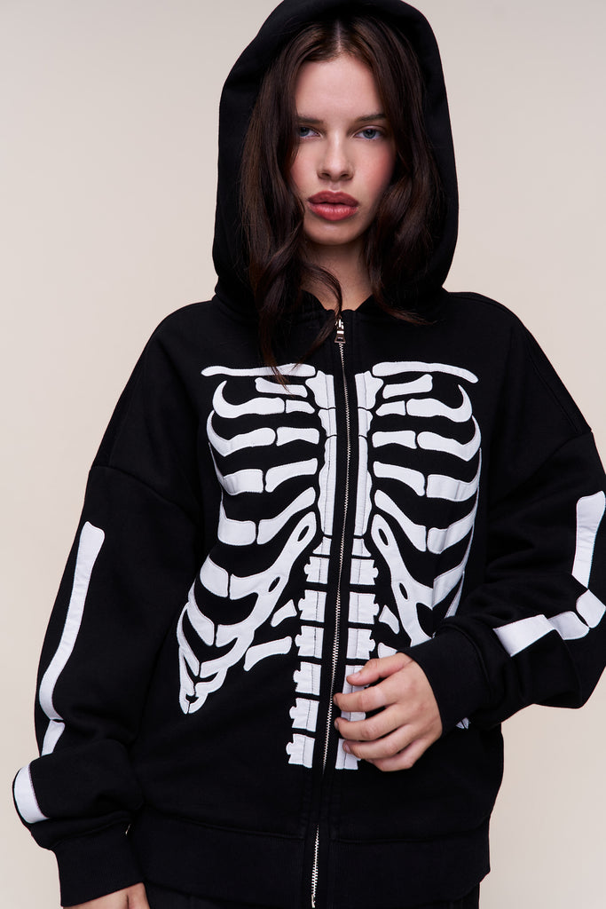 Clifton Zip Up Hoodie in Black