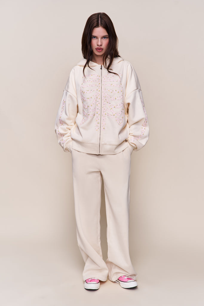 CLIFTON ZIP UP HOODIE IN IVORY