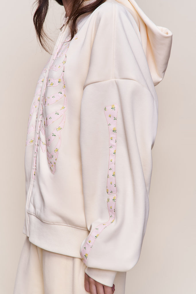 CLIFTON ZIP UP HOODIE IN IVORY